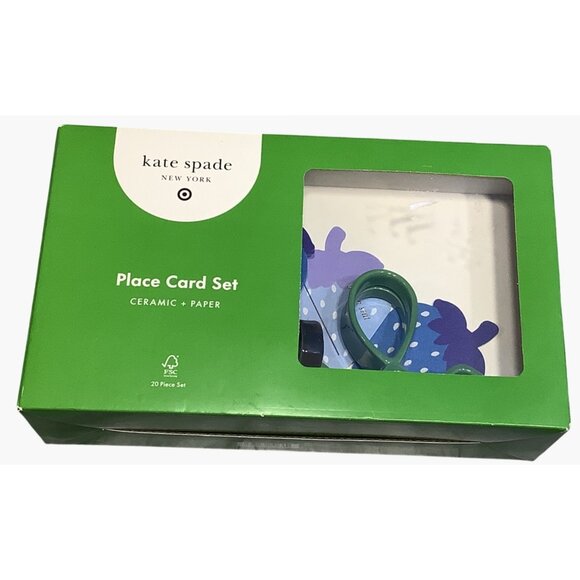 20 Piece Set Kate Spade New York Place Card Set Ceramic Paper Strawberry Design - Picture 4 of 8